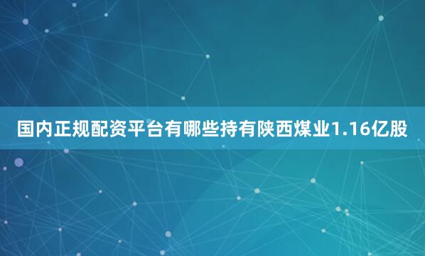 国内正规配资平台有哪些持有陕西煤业1.16亿股
